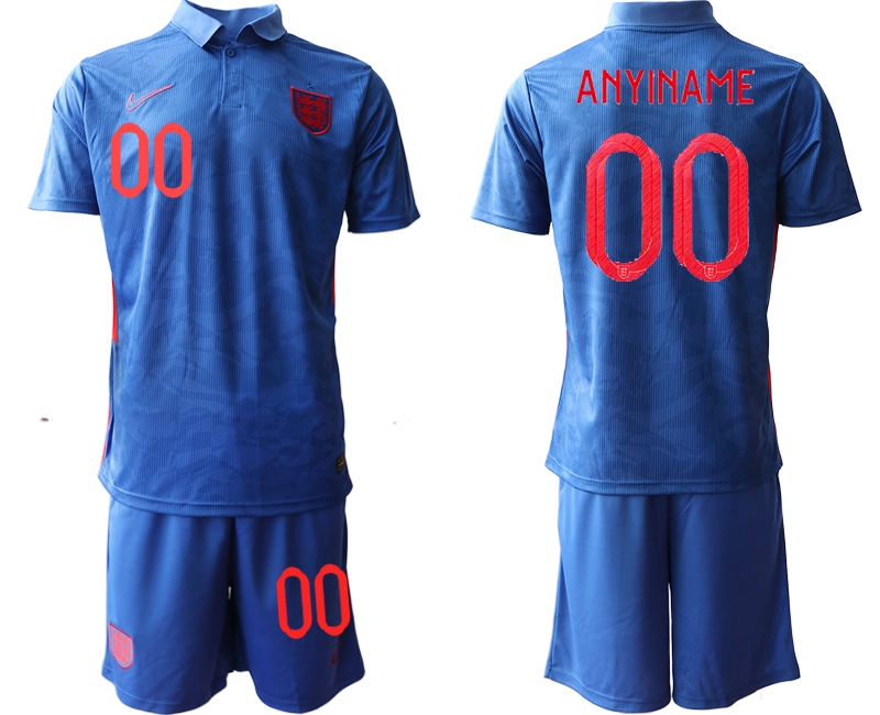 Men 2021 European Cup England away blue customized Soccer Jersey->customized soccer jersey->Custom Jersey